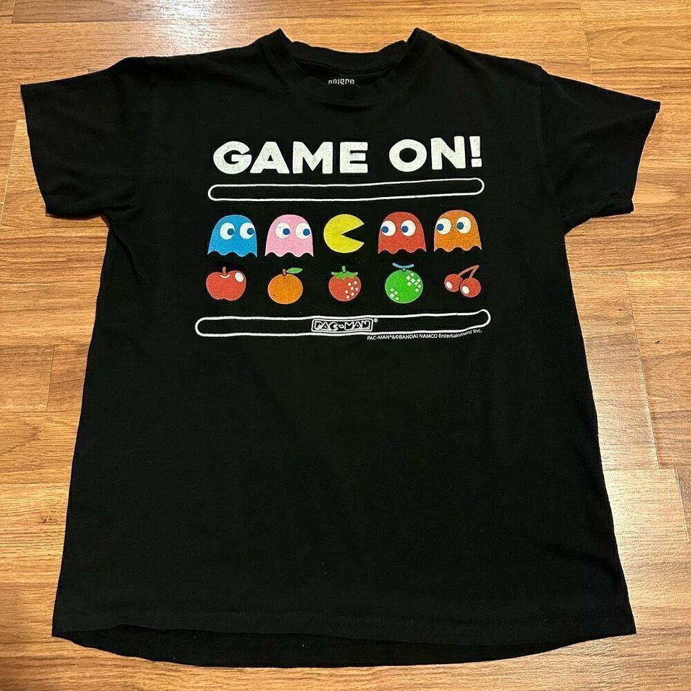 Brisco Black Short Sleeve T-shirt with Pacman on the front | Youth size Medium
